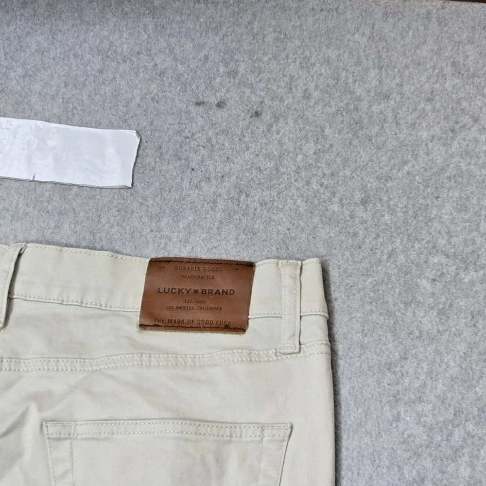 Lucky Brand Men Pants 32X30 Beige Chino Twill 410 Athletic Slim Button Zipper